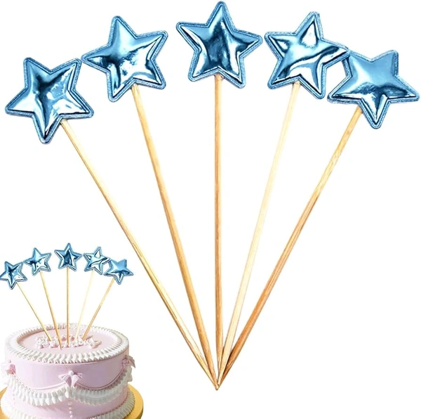 Star Stick Topper  - Blue, 10 Pcs Pack