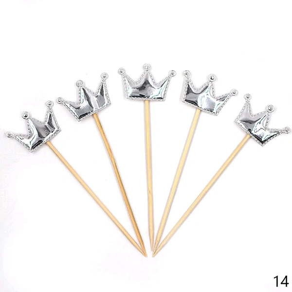 Crown Stick Topper  - Silver, 10 Pcs Pack