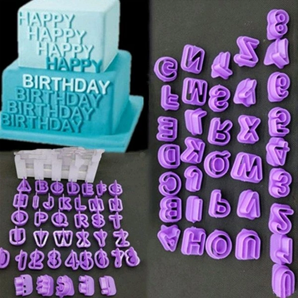 Plastic Alphabet & Number Purple Stamp Set