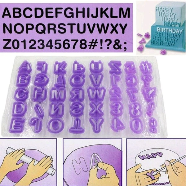 Plastic Alphabet & Number Purple Stamp Set