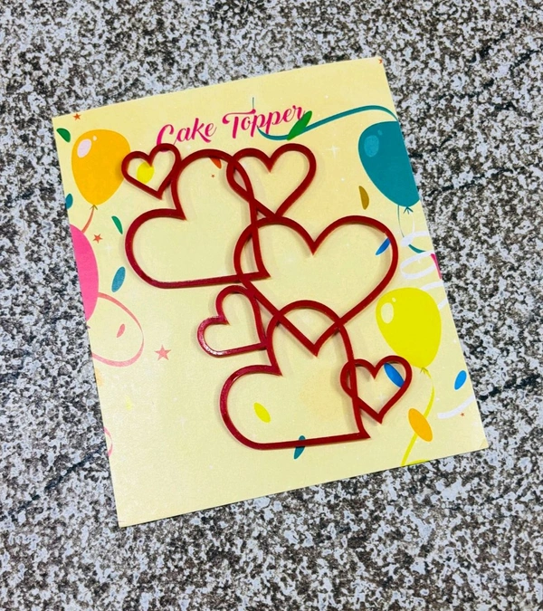 ACRYLIC TOPPER N - Red, 5 Inches, 225 Long Heart Topper