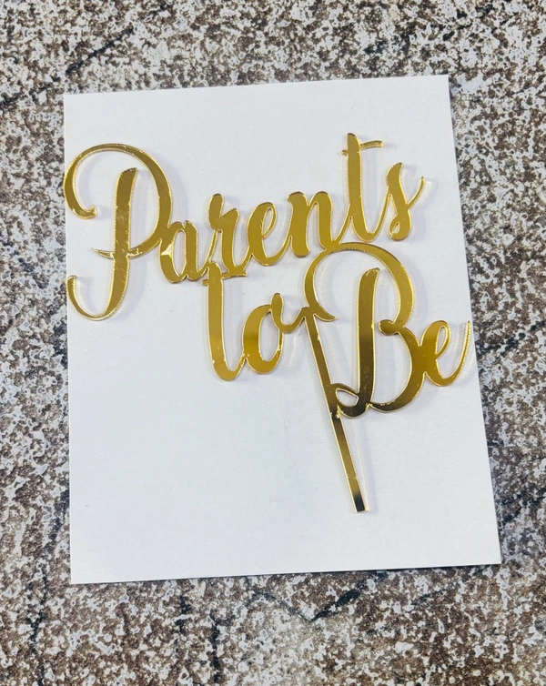 ACRYLIC TOPPER N - 228 Parents To Be, Gold, 5 Inches