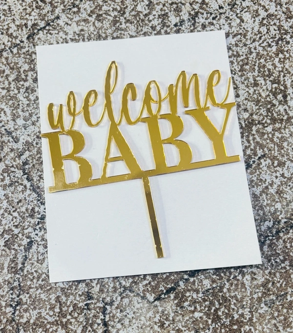 ACRYLIC TOPPER N - Gold, 5 Inches, 232 Welcome Baby