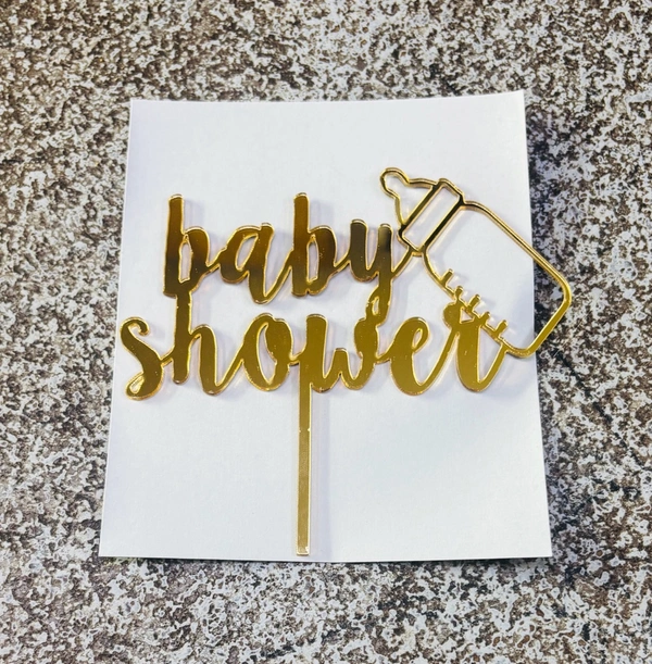 ACRYLIC TOPPER N - 235 Baby Shower, 5 Inches, Gold