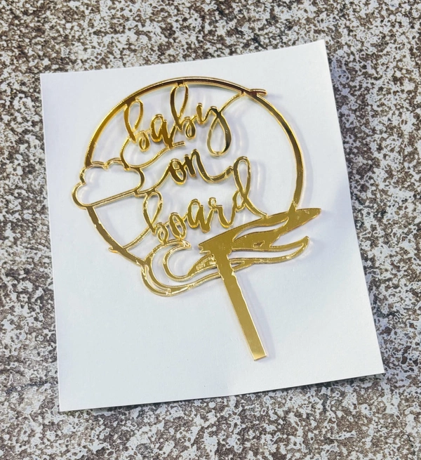 ACRYLIC TOPPER N - Gold, 239 Baby On Board, 5 Inches