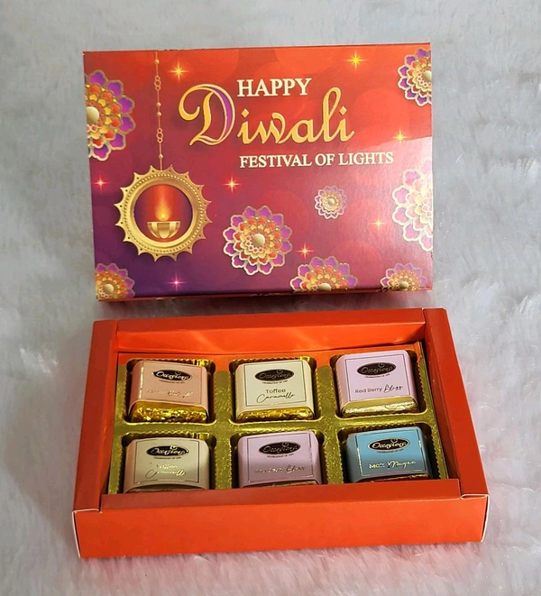 6 Cavity Diwali Slider Box With Cavity  - Web Orange, 10 Pcs Pack