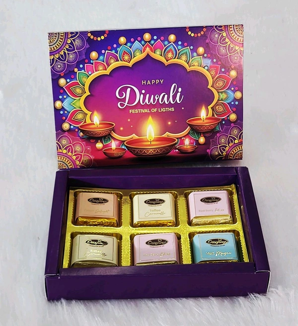 6 Cavity Diwali Slider Box With Cavity  - Purple, 10 Pcs Pack