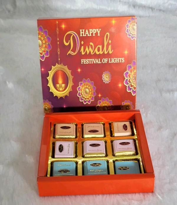 9 Cavity Diwali Slider Box With Cavity  - Orange, 10 Pcs Pack