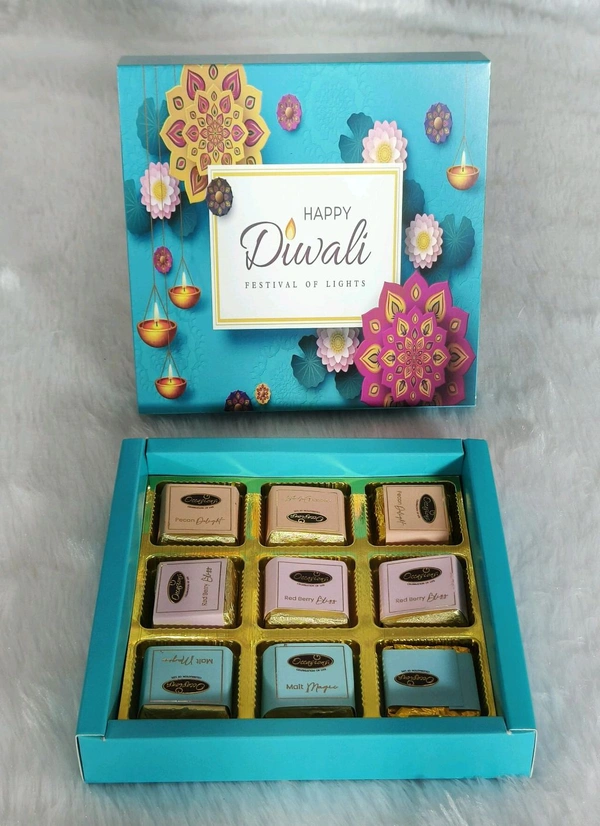 9 Cavity Diwali Slider Box With Cavity  - Turquoise, 10 Pcs Pack