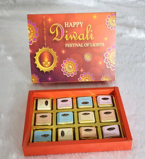 12 Cavity Diwali Slider Box With Cavity  - Orange, 10 Pcs Pack