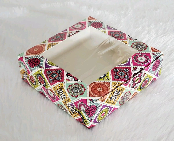 Mandala Brownie Box - 10 PcS Pack, Four Brownie 6*6*1.75 Inches