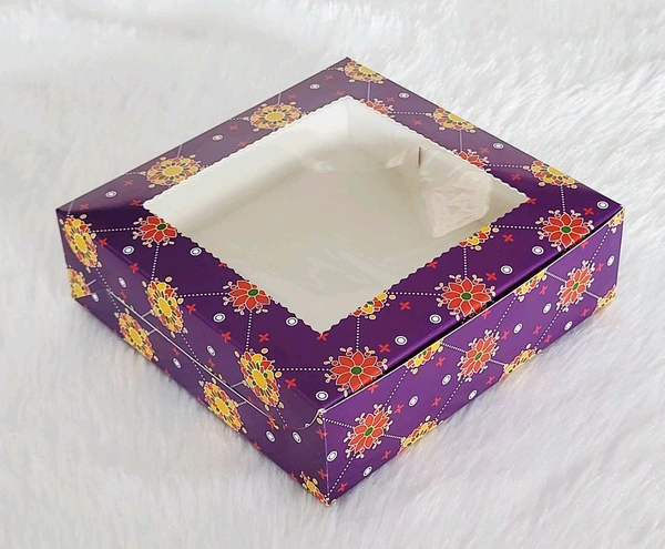 Purple Brownie Box - 10 Pcs Pack, Four Brownie 6*6*1.75 Inches