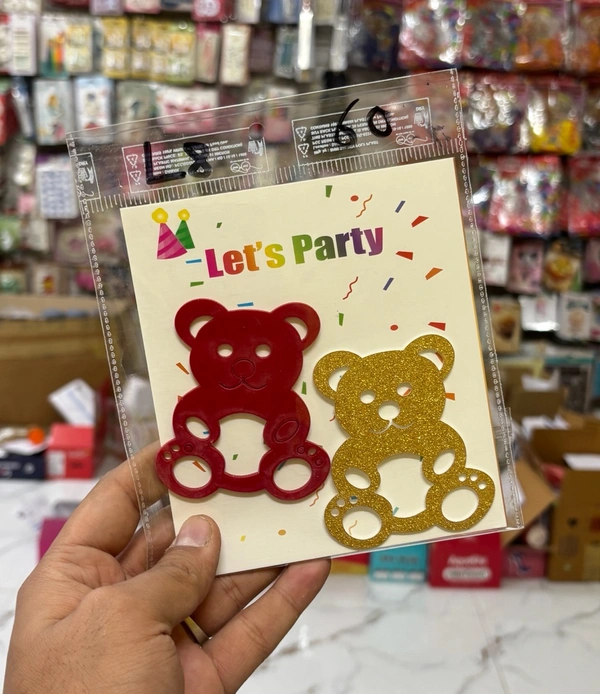 Gold & Red Acrylic Cut Outs - 2 Pcs, L8