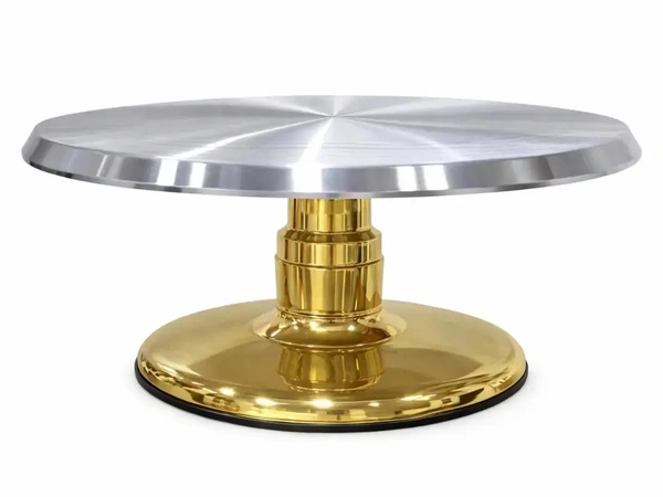 2-PIECE Detachable Steel Cake Turntable – GOLD Base with Rotating Top