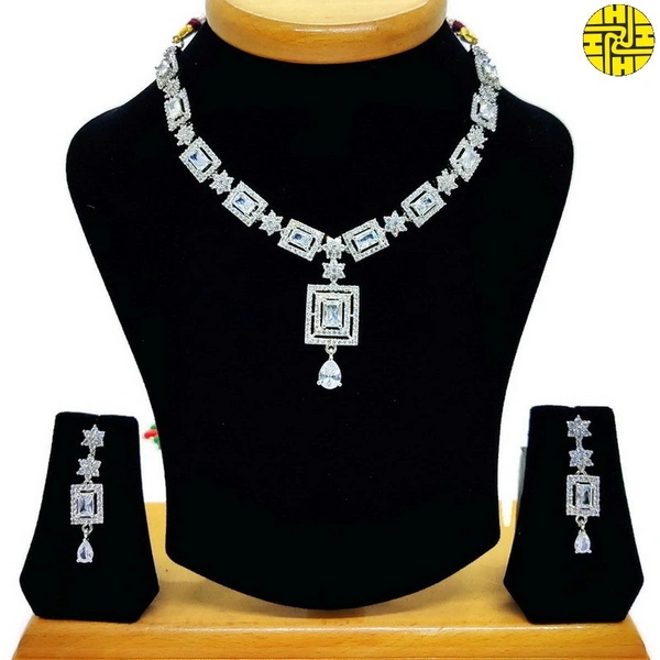 Rich Looking White Cz Necklace Set Online - Hnc-001a