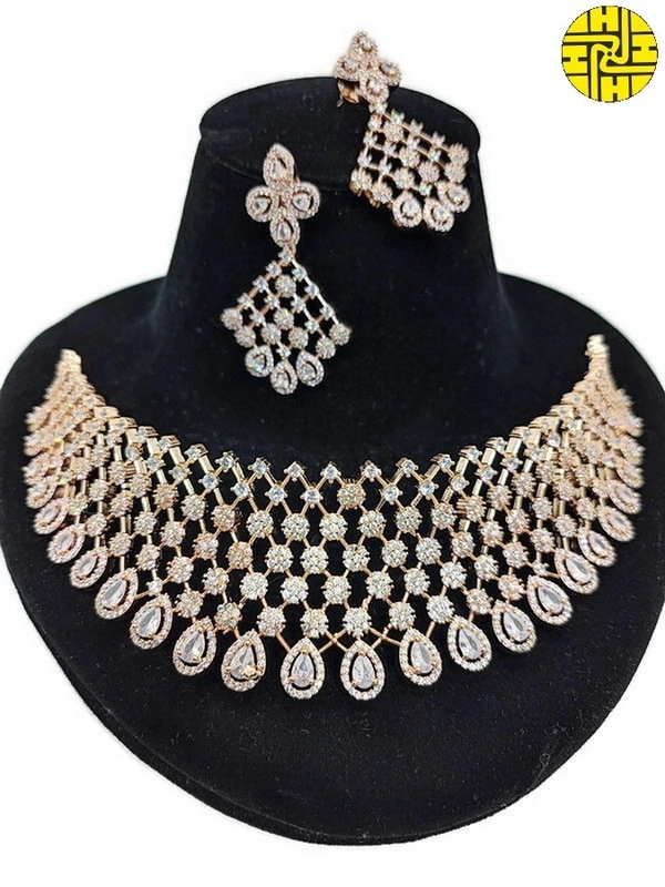 Timeless Bridal White Cz Necklace Set With Earrings - Hnc-016at