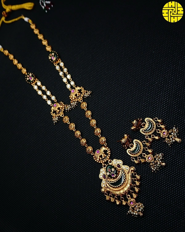 Elegant Look Long Heritage Necklace Set - shn-90