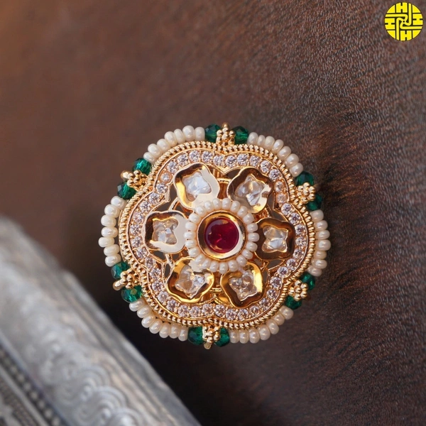 Rich Looking Rose Gold Kundan CZ Multi Ring - smr-103ml
