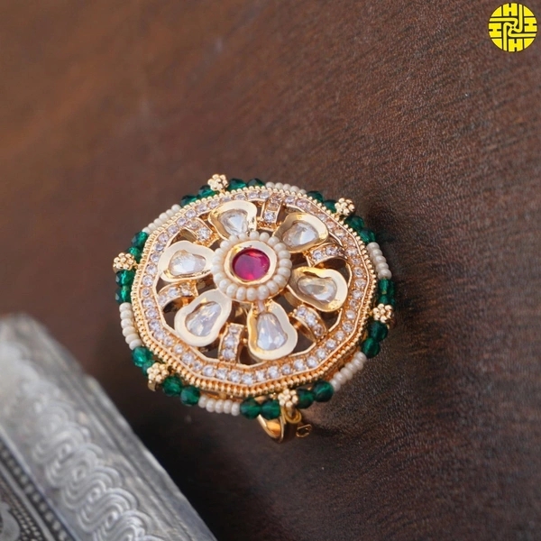 Georgious Rose Gold Kundan CZ Multi Ring - smr-104ml