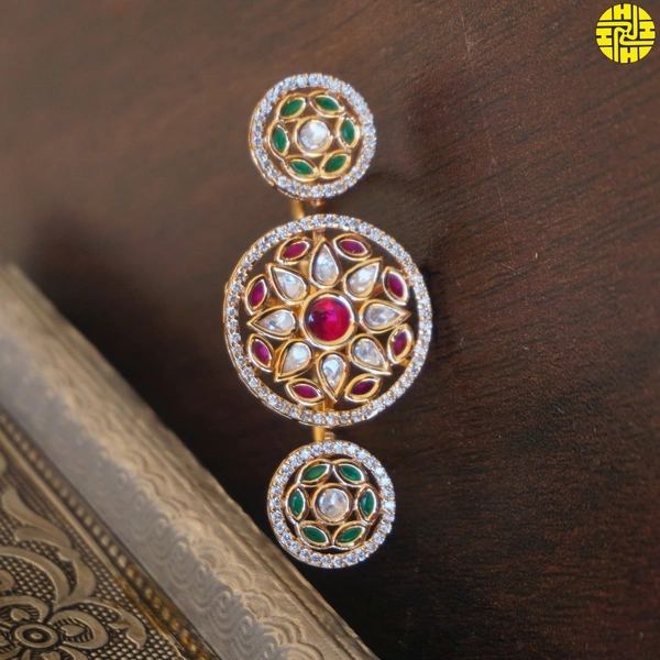 Royal Cocktail Rose Gold Kundan CZ Multi Ring - smr-107ml
