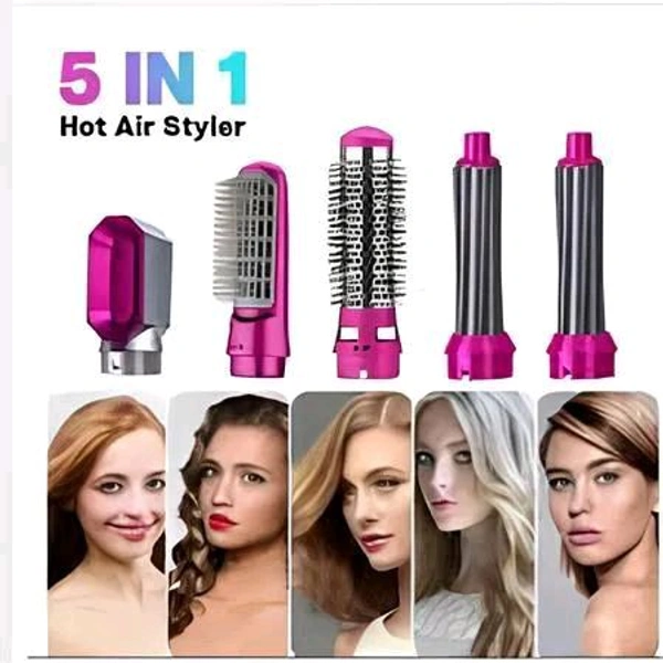 5 in 1 Hair Styler - Hair Dryer - Hot Air Brush Styler and Volumizer - Hair Straightener Curler 