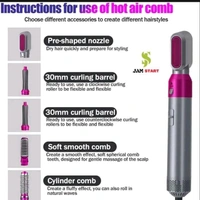 5 in 1 Hair Styler - Hair Dryer - Hot Air Brush Styler and Volumizer - Hair Straightener Curler 