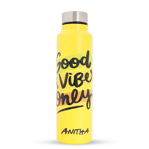 Customised Stainless Steel Water Bottle -Yellow (304 Food Grade)