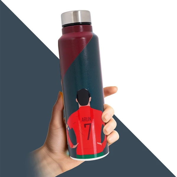 Customised Stainless Steel Water Bottle -Red FootBall (304 Food Grade) - Red