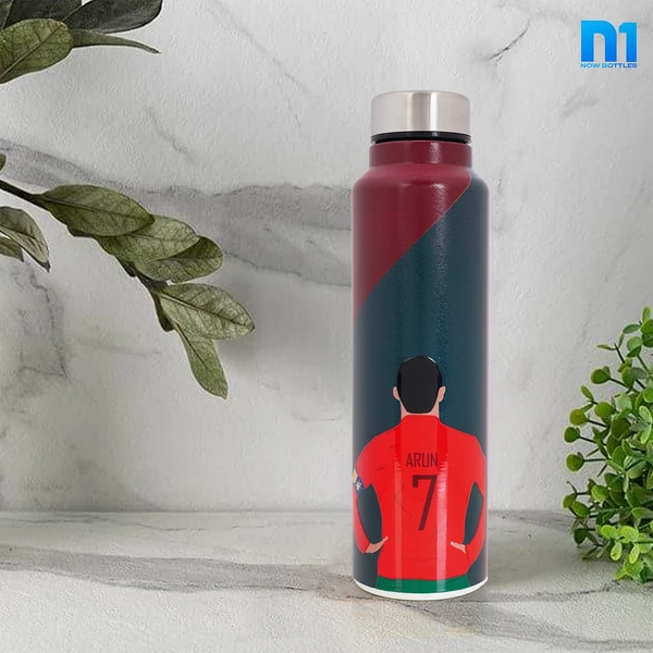 Customised Stainless Steel Water Bottle -Red FootBall (304 Food Grade) - Red