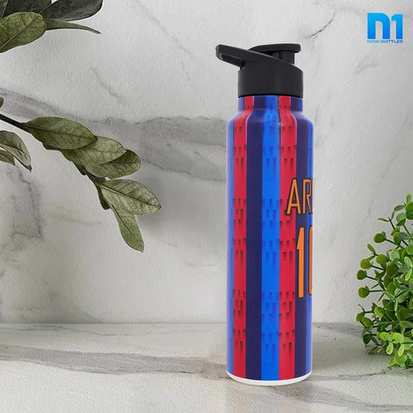 Customised Stainless Steel Water Bottle -Blue Football (304 Food Grade) - Blue