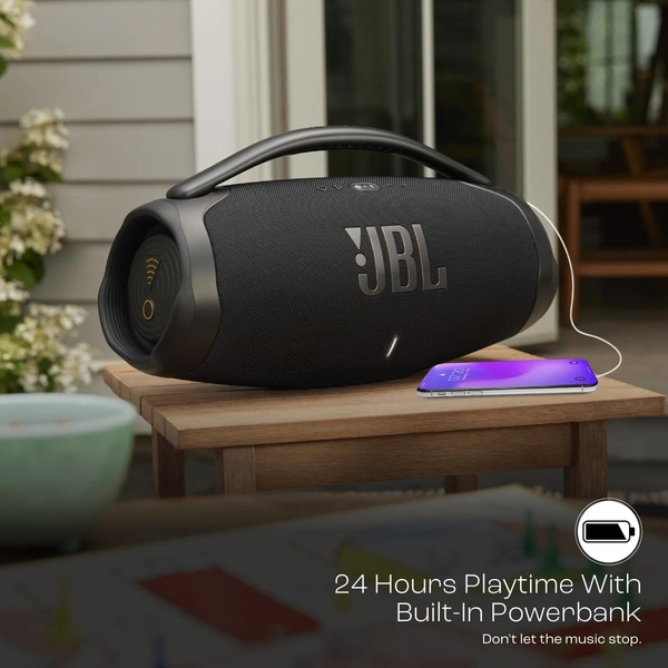 JBL Boombox3 WiFi, Deep Bass, 24H Playtime,BuiltIn Powerbank, IP67, Alexa 180 W Bluetooth Speaker  (Black, Stereo Channel) - Black