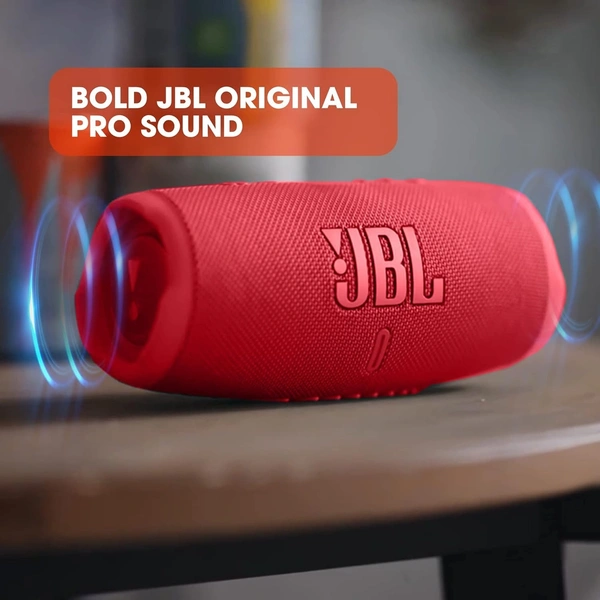 JBL Charge 5, Wireless Portable Bluetooth Speaker Pro Sound, 20 Hrs Playtime, Powerful Bass Radiators, Built-in 7500mAh Powerbank, PartyBoost, IP67 Water & Dustproof - Red