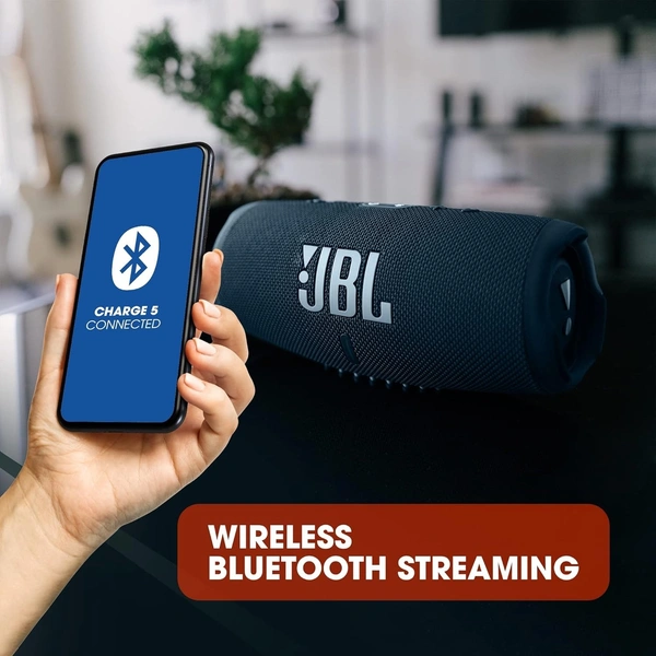 JBL Charge 5, Wireless Portable Bluetooth Speaker Pro Sound, 20 Hrs Playtime, Powerful Bass Radiators, Built-in 7500mAh Powerbank, PartyBoost, IP67 Water & Dustproof - Blue