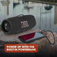 JBL Charge 5, Wireless Portable Bluetooth Speaker Pro Sound, 20 Hrs Playtime, Powerful Bass Radiators, Built-in 7500mAh Powerbank, PartyBoost, IP67 Water & Dustproof - Black