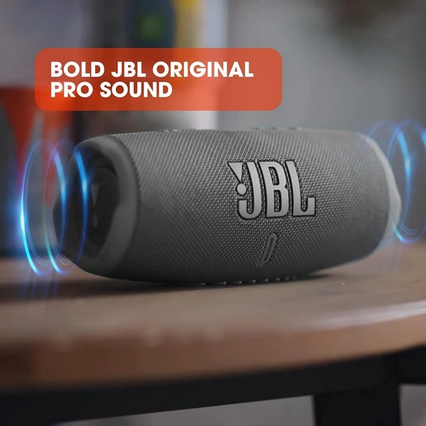 JBL Charge 5, Wireless Portable Bluetooth Speaker Pro Sound, 20 Hrs Playtime, Powerful Bass Radiators, Built-in 7500mAh Powerbank, PartyBoost, IP67 Water & Dustproof - Black