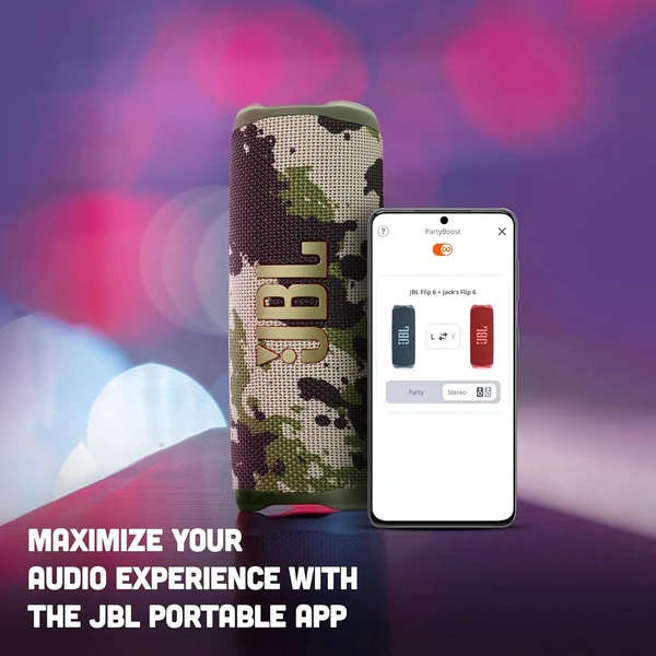 JBL Flip 6 - Portable Bluetooth Speaker, Powerful Sound and deep bass, IPX7 Waterproof, 12 Hours of Playtime, PartyBoost for Multiple Speaker Pairing for Home, Outdoor and Travel - Combo