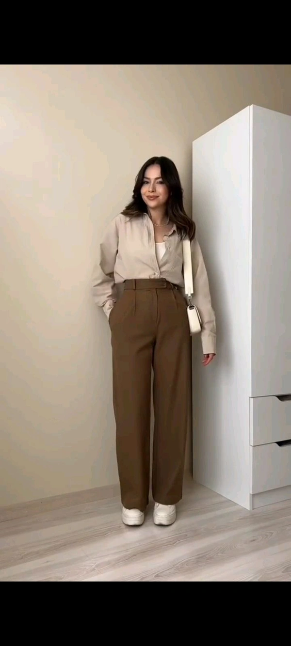 2 Pieces Light Brown Shirt And Dark Brown Pant Combo  - L