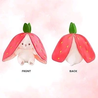 Niku Rabbit with Chain Reversible Bunny Rabbit Soft Stuffed Toys for Girls Boys Baby Kids | Doll, Teddy Bear plushies, Animal Toy | Strawberry/Carrot Shaped Pink Colour | Gift Item for Kids