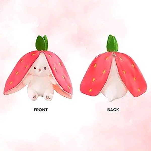 Niku Rabbit with Chain Reversible Bunny Rabbit Soft Stuffed Toys for Girls Boys Baby Kids | Doll, Teddy Bear plushies, Animal Toy | Strawberry/Carrot Shaped Pink Colour | Gift Item for Kids
