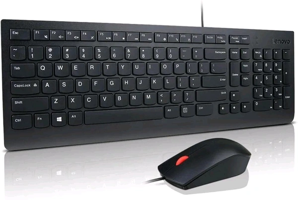 Lenovo Essential Wired Combo - Wired Keyboard and Mouse Set - USB - Black