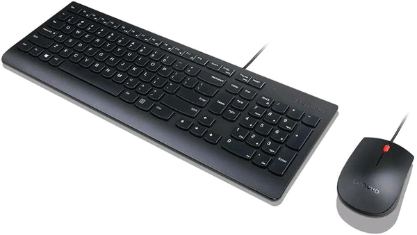 Lenovo Essential Wired Combo - Wired Keyboard and Mouse Set - USB - Black
