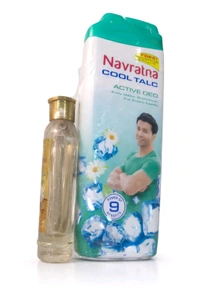 Navratna Cool Talc Mint Fresh , Navratna gold Ayurvedic Oil free 100 g power + 35ml oil free