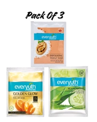 Everyuth Pack Of 3 Scrub, Peel Off Mask , Alovera And Cucumber Pack