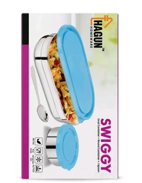 Swiggy Steel Tiffin Oval Container+ Round Container+ 1 Spoon