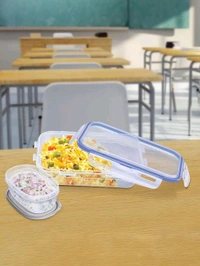 Transparent Tiffin Box With Leik Proof 2 Spoon