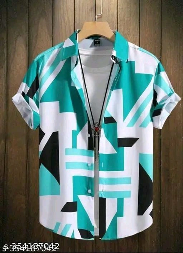 VRLOOKS sophisticated Slim Fit Shirt Floral Prints And Spread Cut Shirt  - M