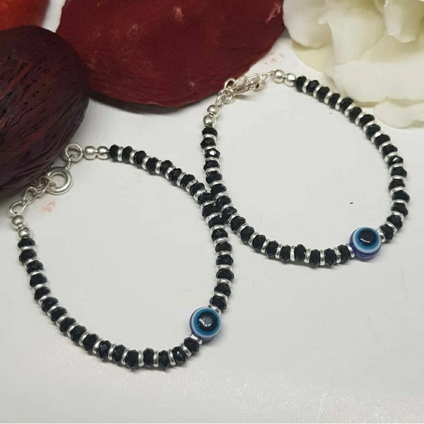 Kj Nazaria 92.5 Baby Silver Nazaria 92.5 - White with Black Beads, Baby free size
