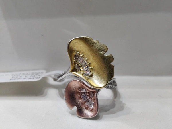 italianaa Italianaa Sterling 92.5 Silver Ring with Rose & Gold finish - White with Yellow & Rose Gold finish, 16