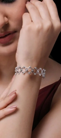 italiana 92.5 Ring Cum Bracelet - White, free Size
