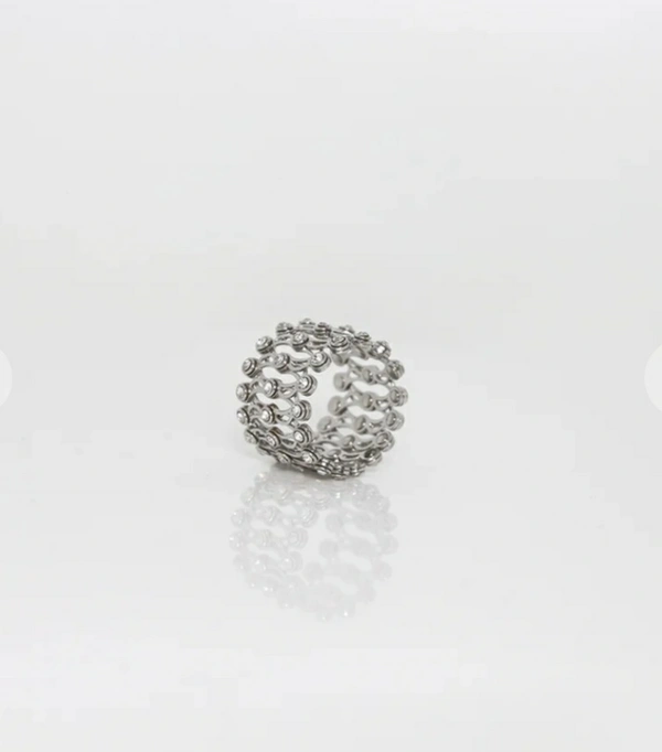 italiana 92.5 Ring Cum Bracelate white Gold finish - White, free size